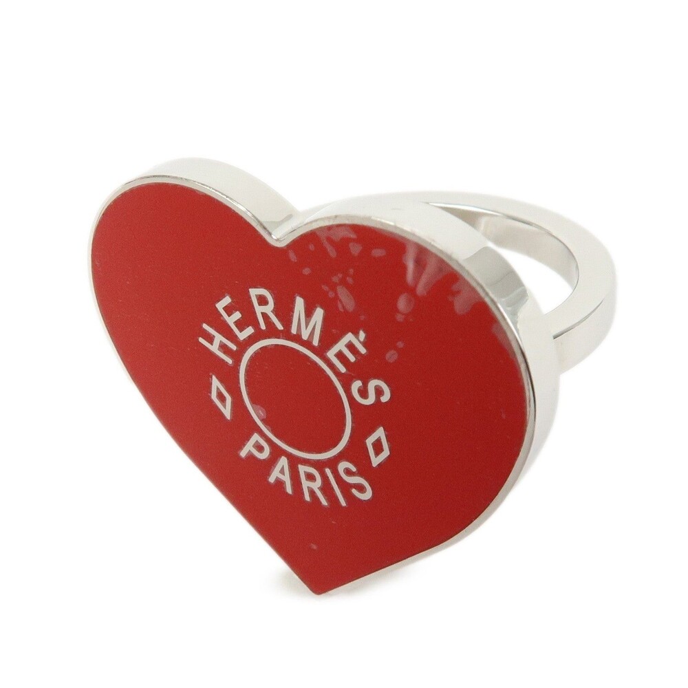 Hermes Coeur Laque Lacquered Heart Scarf Ring Metal Red